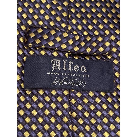 Altea Lord & Taylor Gold Blue Black 100% Silk Men’s Neck Tie Made in Italy - Picture 8 of 9